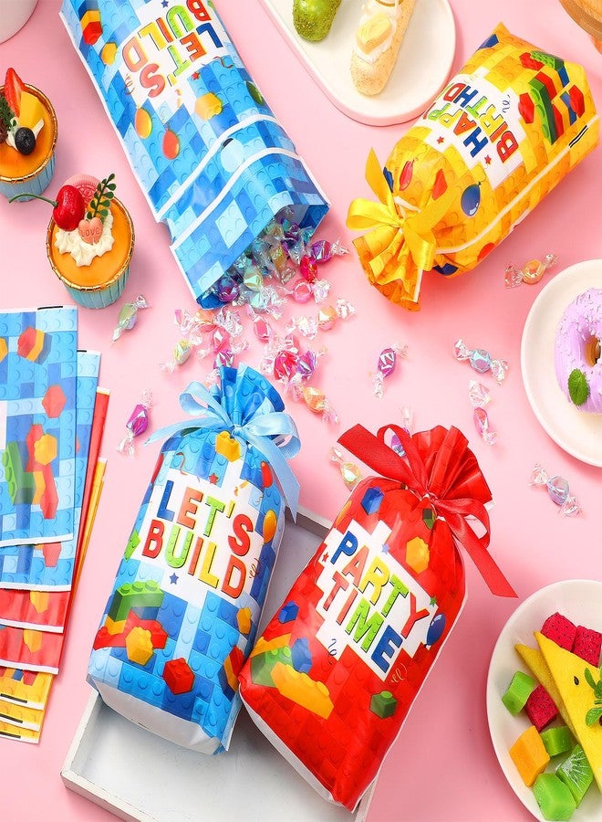 Bulyoou 60 Pcs Building Block Party Favors Bricks Drawstring Plastic Bags Birthday Candy Goodie Treat Bags for Building Block Party Gift Packing Supplies - Image 4